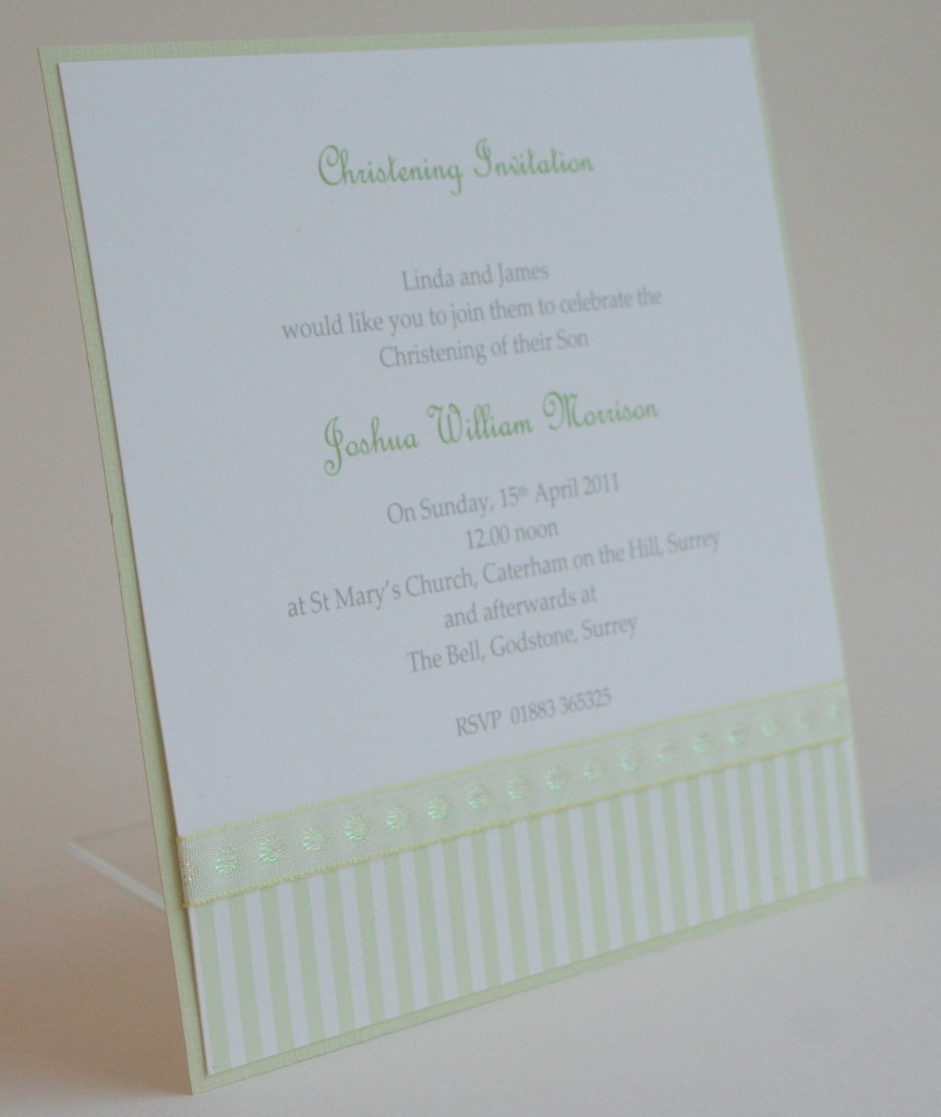 Christening or Naming Day invitation - Candy Stripe