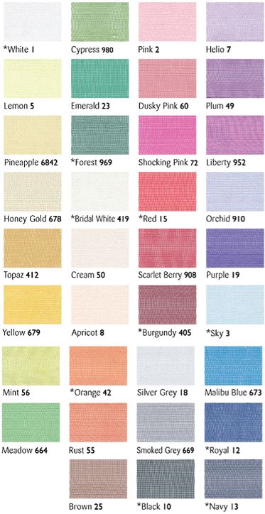 Berisford Ribbon Colour Chart