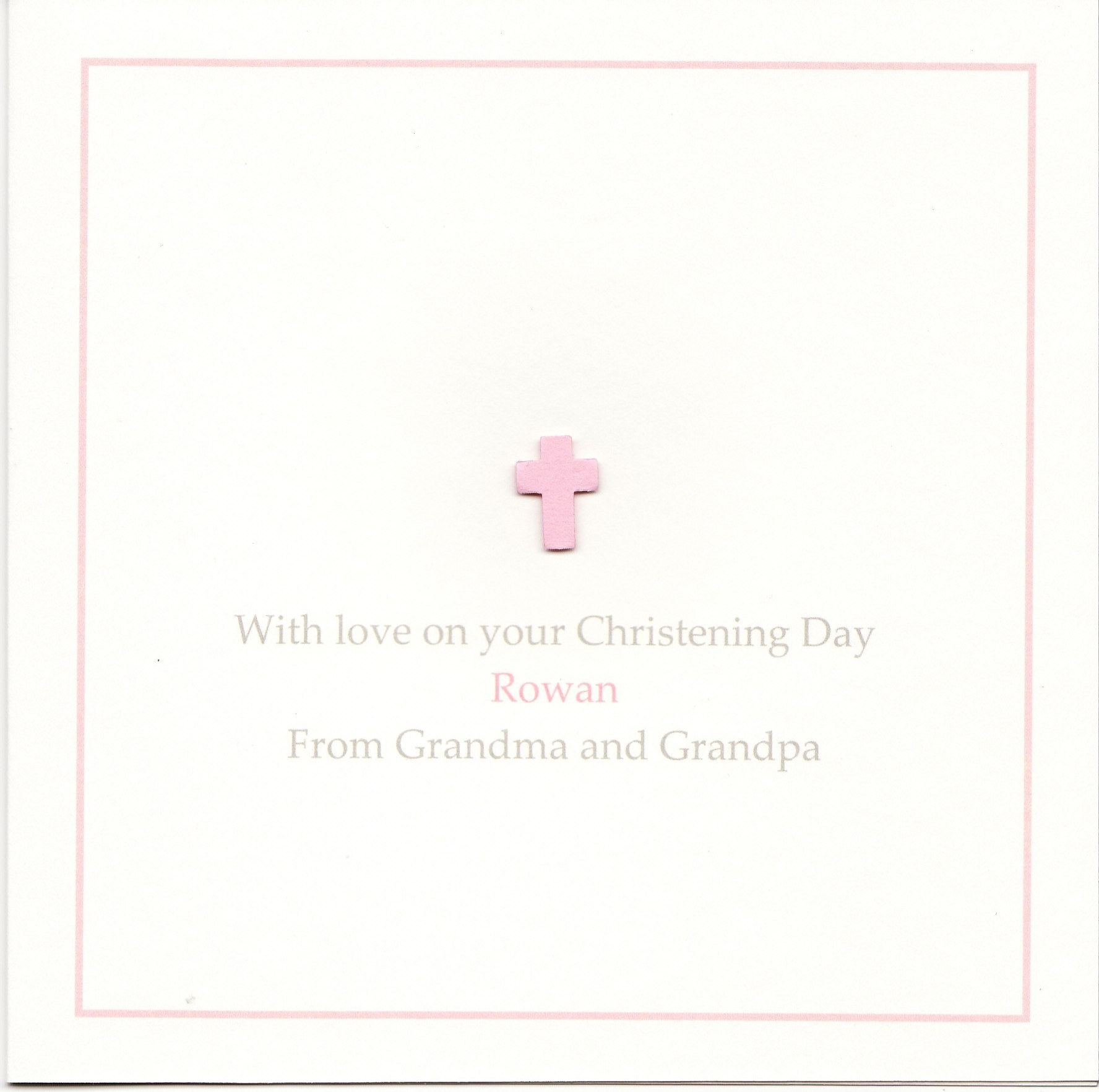 Christening Card - Pink Cross