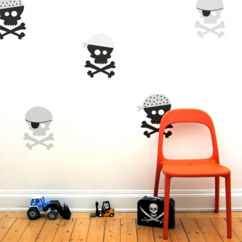 Repositionable wall stickers - skull and cross bones